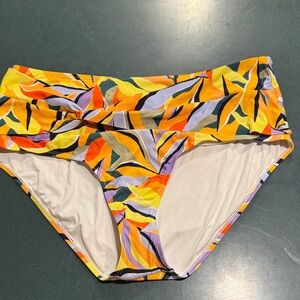 Anne Cole Multicolor Leaf Print Swim Bottom XXL